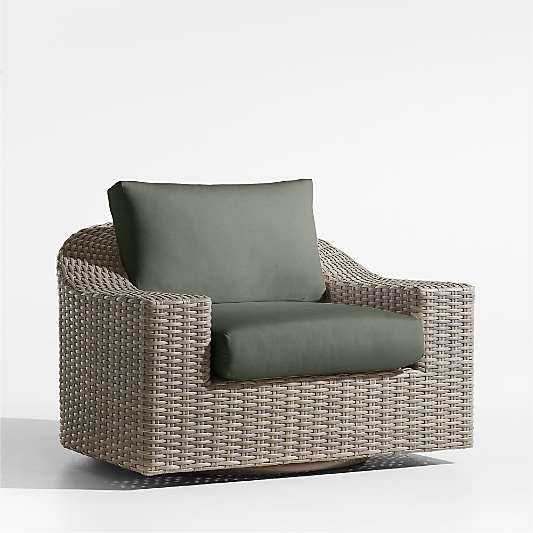 Abaco Resin Wicker Outdoor Swivel Lounge Chair with Cast Sage Sunbrella ® Cushions