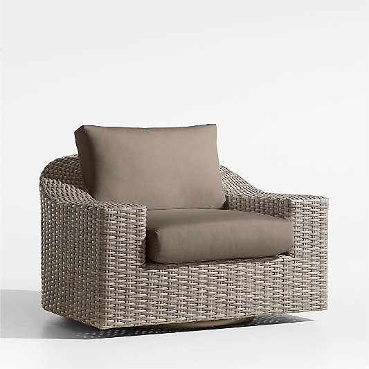 Abaco Resin Wicker Outdoor Swivel Lounge Chair with Cast Shale Sunbrella ® Cushions