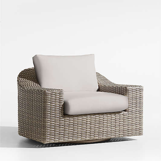 Abaco Resin Wicker Outdoor Swivel Lounge Chair with Cast Silver Sunbrella ® Cushions