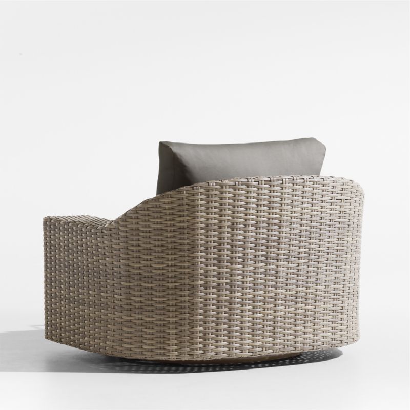 Abaco Taupe Wicker Outdoor Swivel Lounge Chair with Graphite Grey Sunbrella ® Cushions