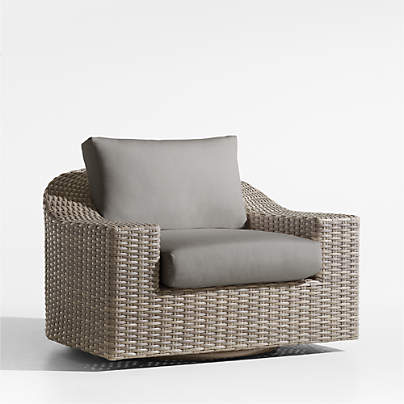 Abaco All-Weather Wicker Outdoor Swivel Lounge Chair with Canvas Charcoal Sunbrella ® Cushions