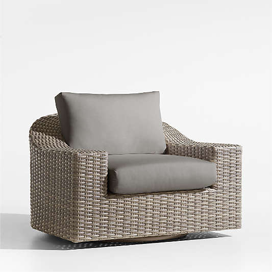 Abaco All-Weather Wicker Outdoor Swivel Lounge Chair with Canvas Charcoal Sunbrella ® Cushions