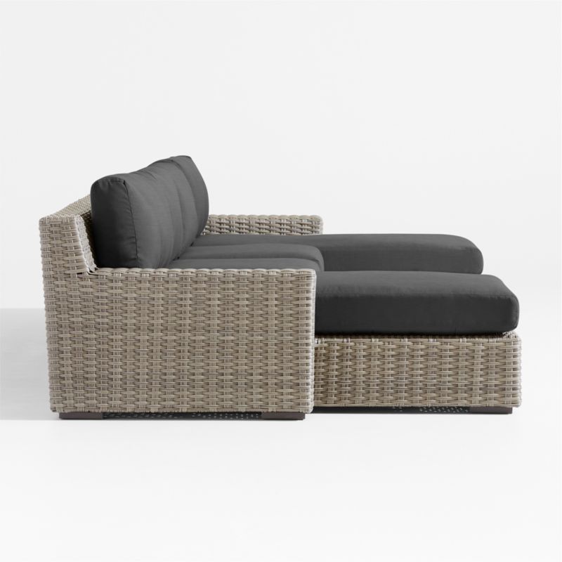 Abaco Resin Wicker Double Chaise Outdoor Sectional Sofa with Charcoal Sunbrella ® Cushions