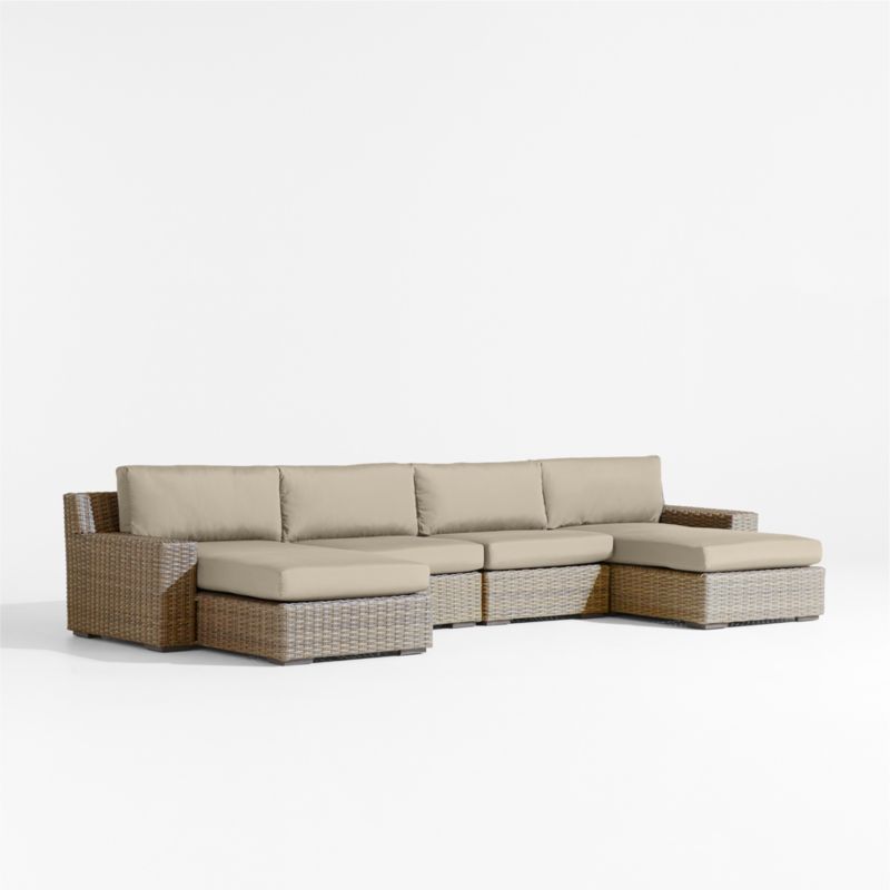 Abaco Resin Wicker Double Chaise Outdoor Sectional Sofa with Canvas Flax Sunbrella ® Cushions - image 6 of 8