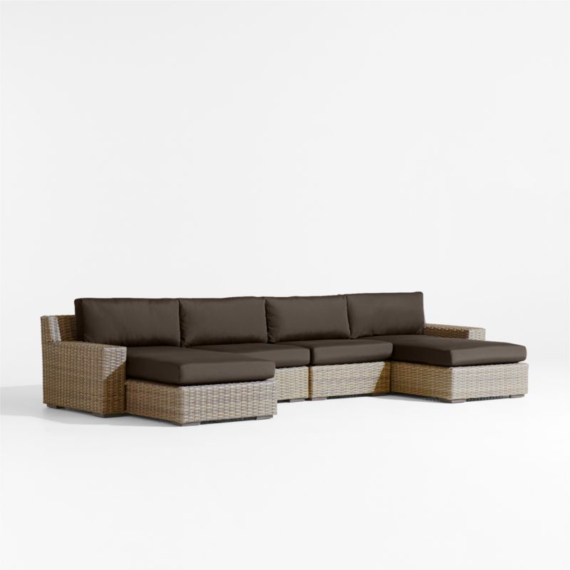 Abaco Resin Wicker Double Chaise Outdoor Sectional Sofa with Canvas Java Sunbrella ® Cushions - image 6 of 8