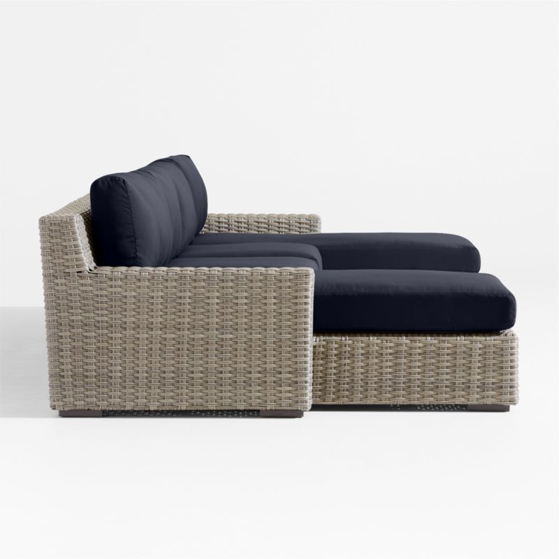 Abaco Resin Wicker Double Chaise Outdoor Sectional Sofa with Canvas Navy Sunbrella ® Cushions - image 8 of 9