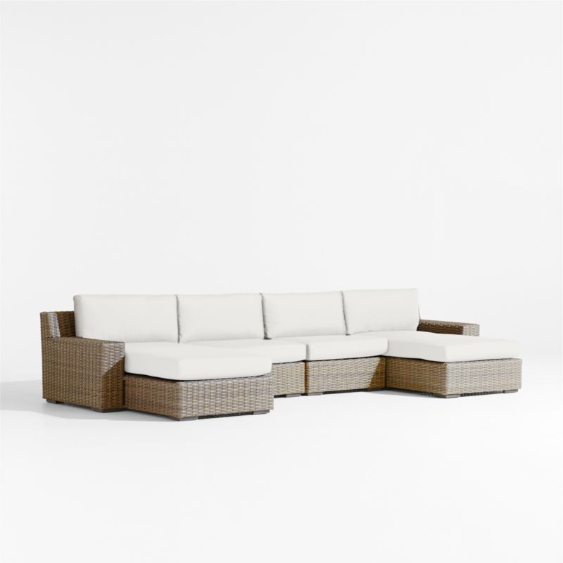 Abaco Resin Wicker Double Chaise Outdoor Sectional Sofa with Canvas White Sunbrella ® Cushions - image 6 of 8