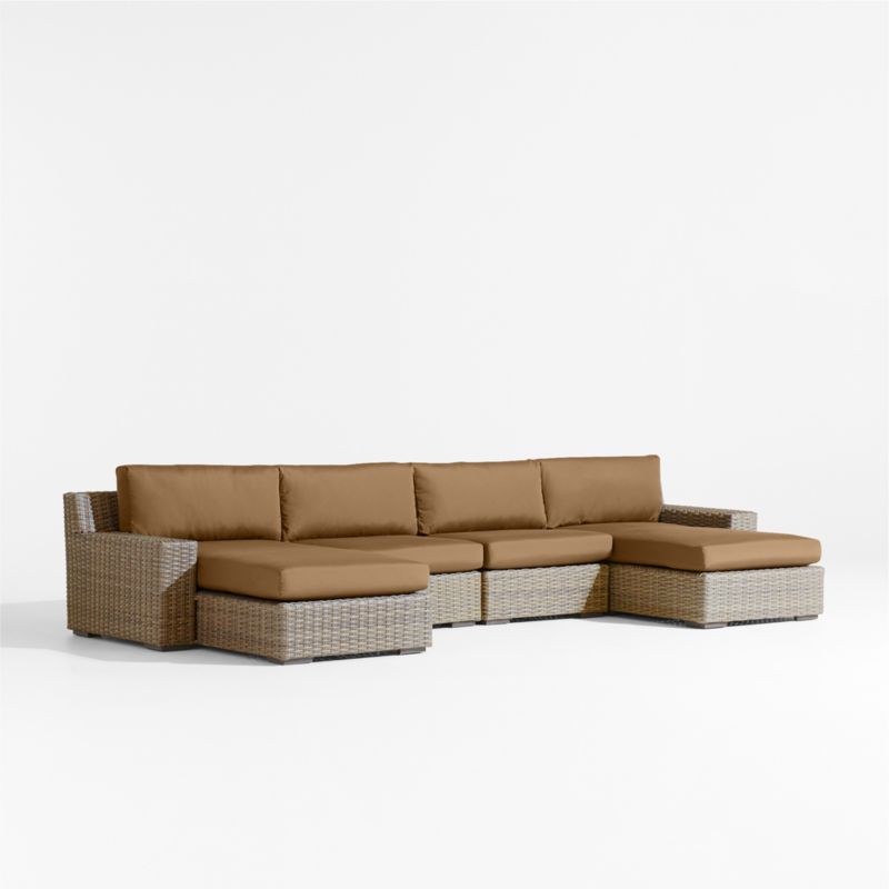 Abaco Resin Wicker Double Chaise Outdoor Sectional Sofa with Cast Teak Sunbrella ® Cushions - image 7 of 9
