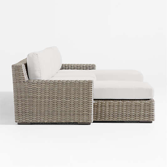 Abaco Resin Wicker Double Chaise Outdoor Sectional Sofa with White Sand Sunbrella ® Cushions