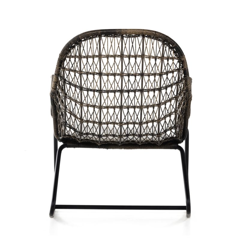 Abie Black Wicker Outdoor Rocking Chair with White Cushion - image 6 of 11