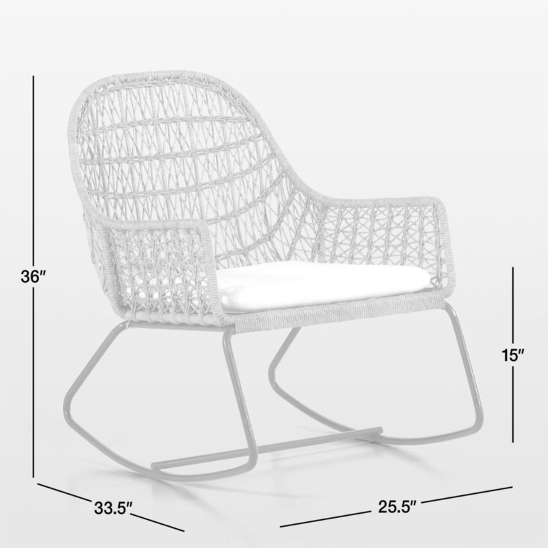 View Abie Natural Beige Wicker Outdoor Rocking Chair with White Cushion - image 2 of 10