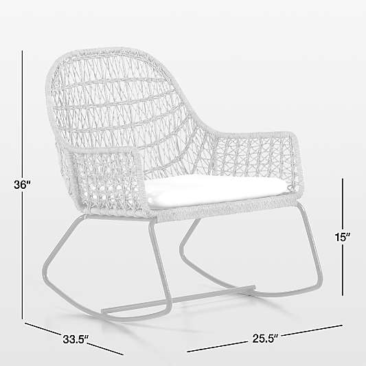 Abie Natural Beige Wicker Outdoor Rocking Chair with White Cushion