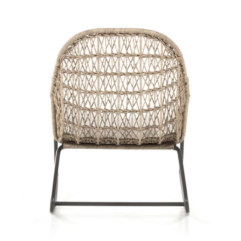 Abie Natural Beige Wicker Outdoor Rocking Chair with White Cushion - image 5 of 10