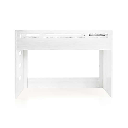Abridged White Glaze Wood Low Kids Twin Loft Bed with Left Ladder