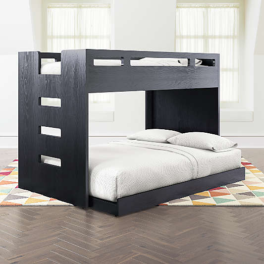 Abridged Charcoal Glaze Wood Kids Twin Over Full Bunk Bed with Left Ladder