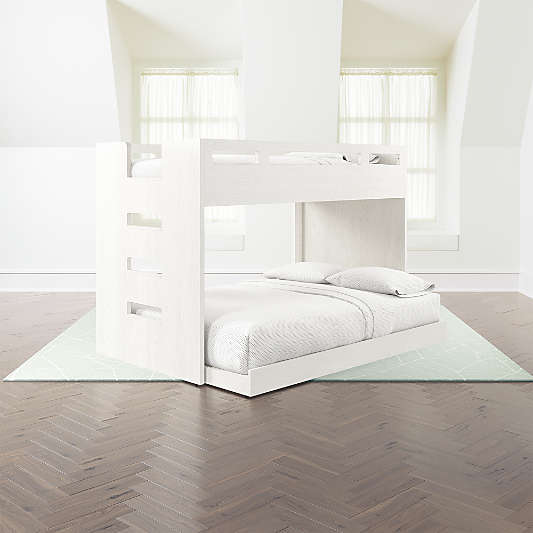 Abridged White Glaze Wood Kids Twin Over Full Bunk Bed with Left Ladder