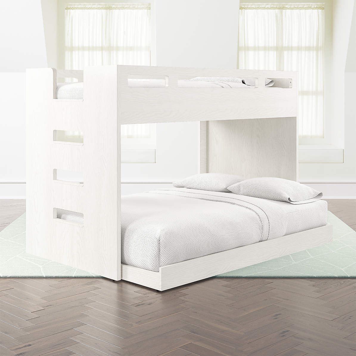 Abridged White Glaze Kids Twin Over, Twin Over Full Bed Bunk Beds