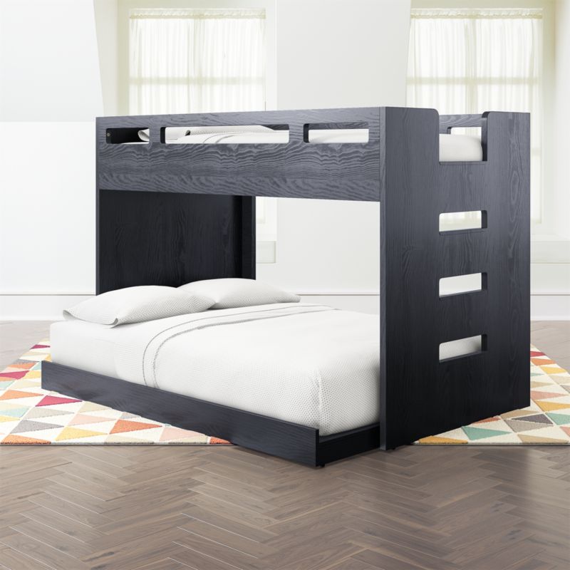 Abridged Charcoal Glaze Twin Over Full, Twin Over Full Bunk Bed With Desk And Drawers