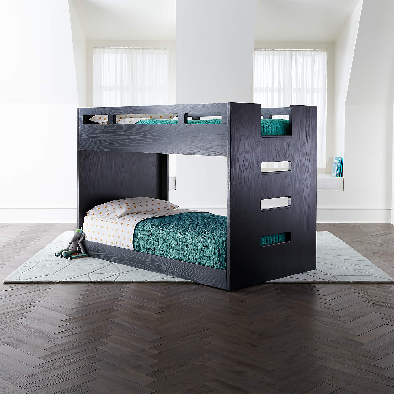 Abridged Kids Charcoal Glaze Low Twin Bunk Bed Crate & Kids