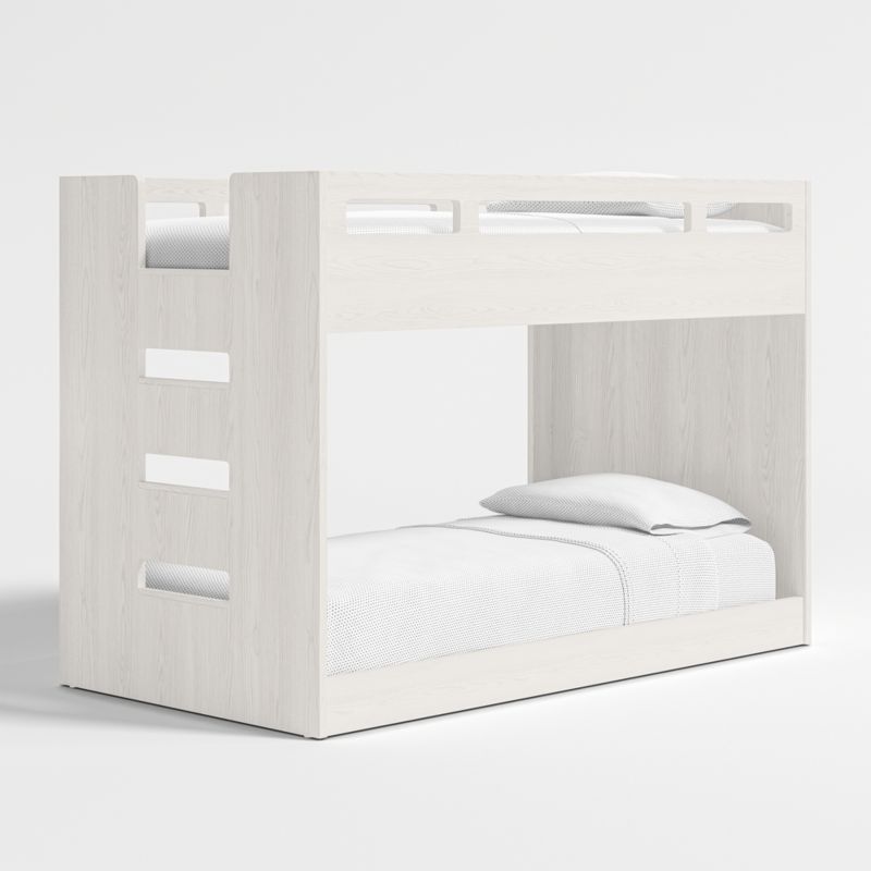 Abridged White Glaze Wood Low Kids Twin Bunk Bed with Left Ladder - image 0 of 10