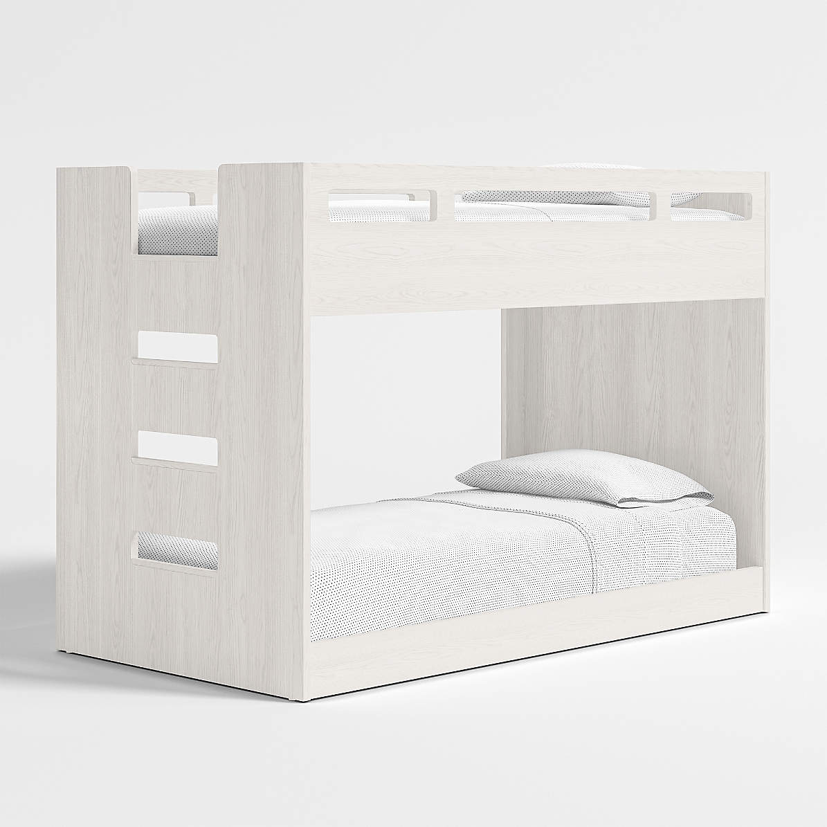 Abridged White Glaze Wood Low Kids Twin Bunk Bed Frame With Left Ladder +  Reviews | Crate & Kids