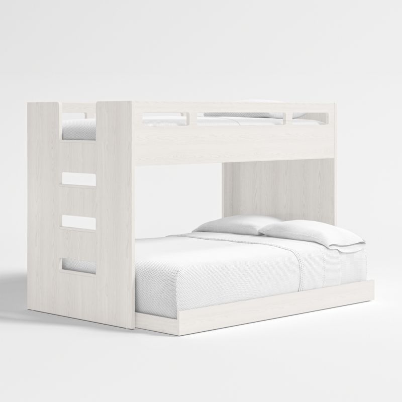 Abridged White Glaze Wood Kids Twin Over Full Bunk Bed with Left Ladder - image 0 of 15