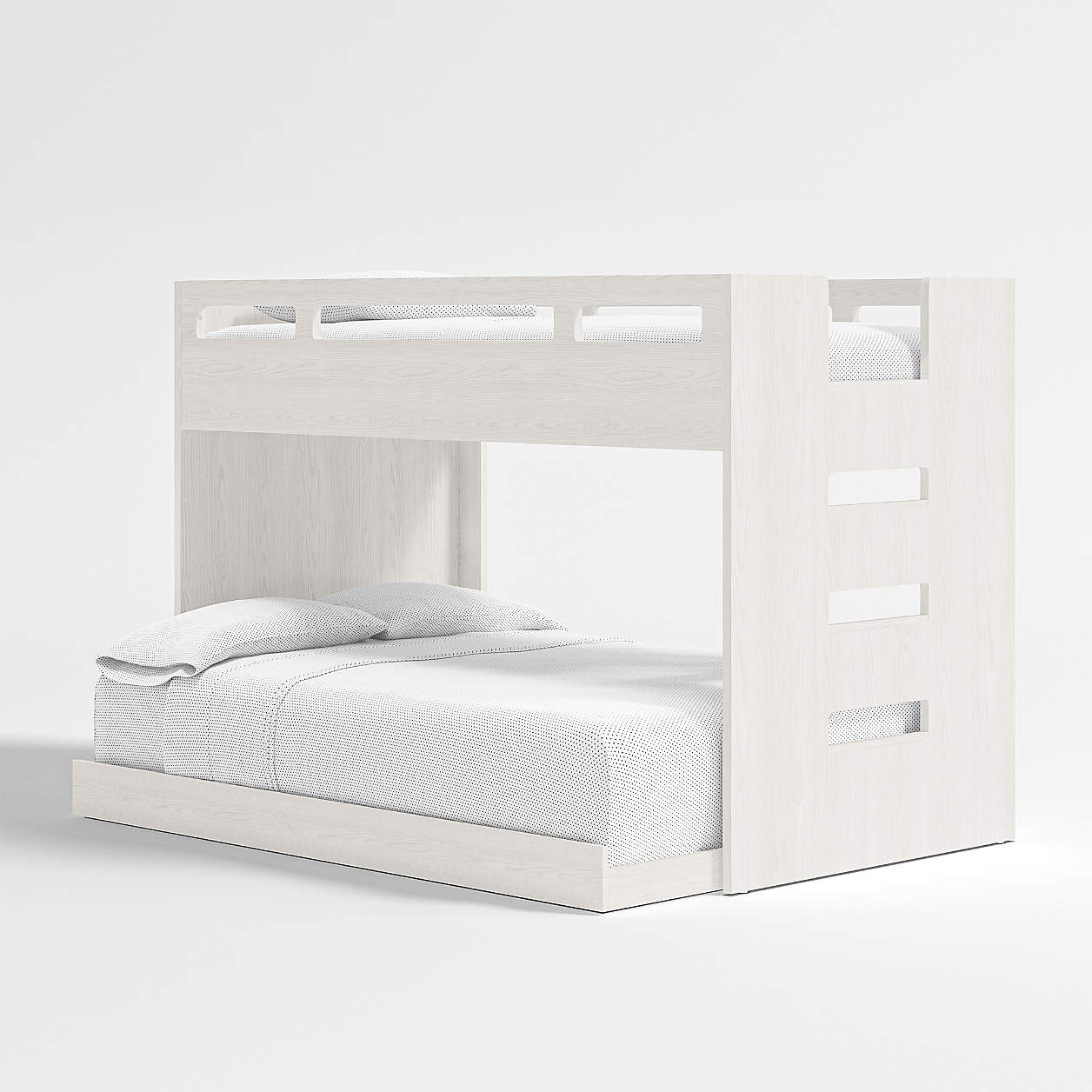 Abridged White Glaze Wood Kids Twin Over Full Bunk Bed Frame With Right