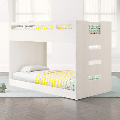 Abridged White Glaze Low Kids Twin Bunk, Twin Size Bunk Beds With Mattress