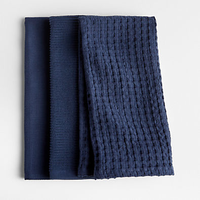 View Absorbent Multi-Weave Indigo Dish Towels, Set of 3 details