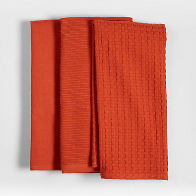 View Absorbent Multi-Weave Sienna Dish Towels, Set of 3 details