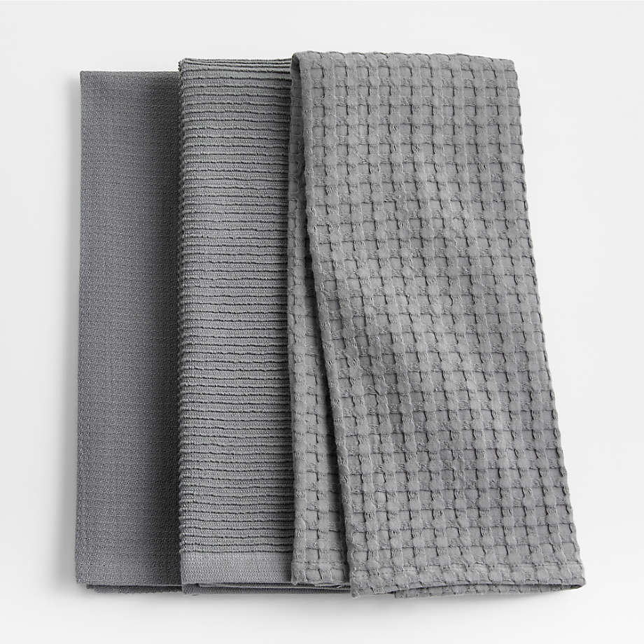 Slate Cotton Waffle Weave - durable & absorbent kitchen linen