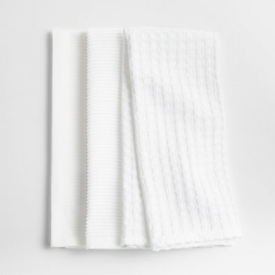 View Absorbent Multi-Weave White Dish Towels, Set of 3 details
