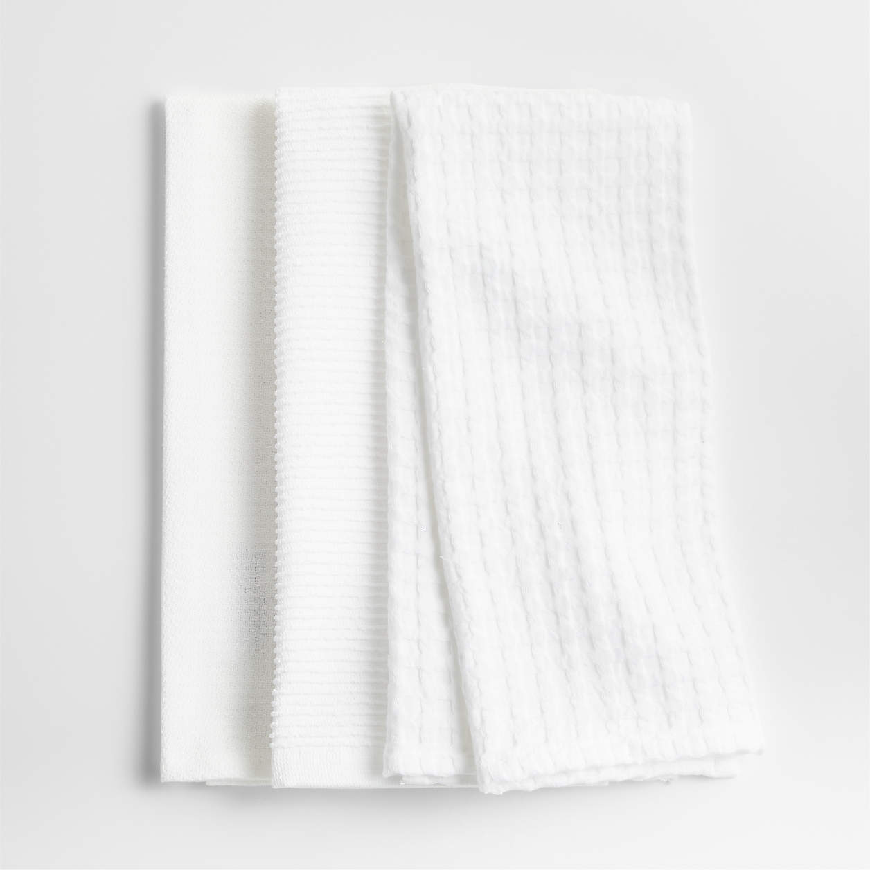 Absorbent Multi-Weave White Tea Kitchen Dish Towels, Set of 3 + Reviews ...