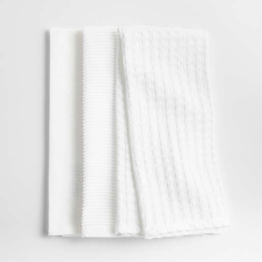 Absorbent Multi-Weave White Dish Towels, Set of 3