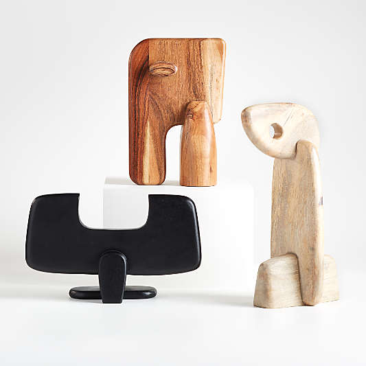 Abstract Wood Animal Sculptures