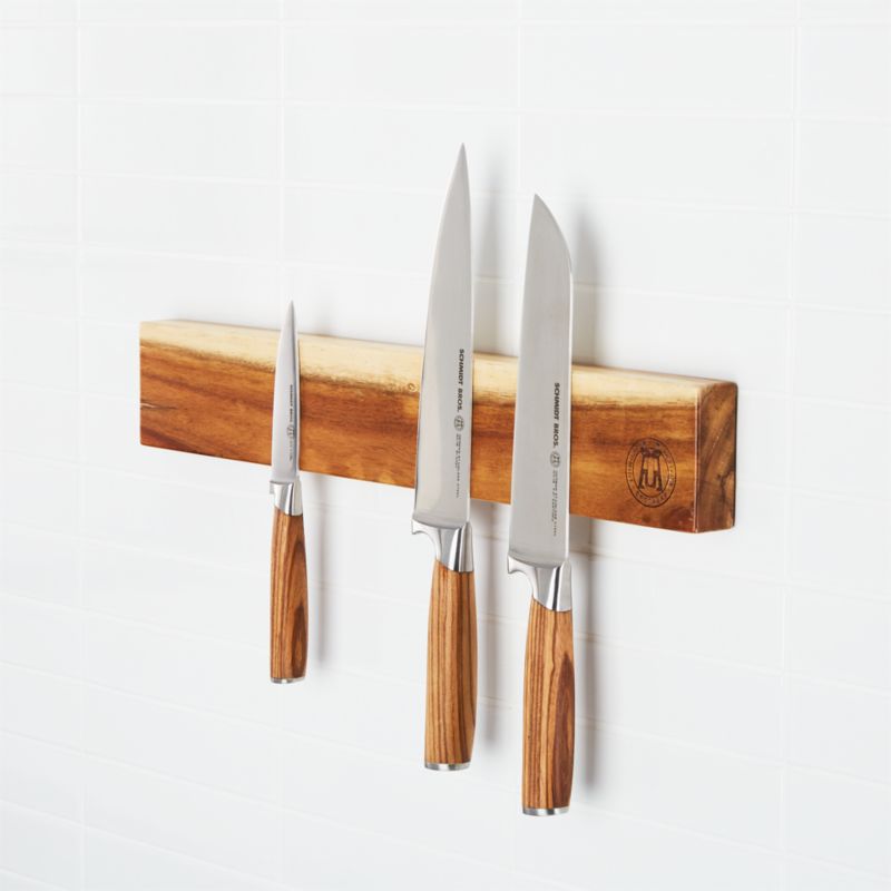 Wooden Magnetic Knife Holder Knife Block Wood and Leather Magnetic