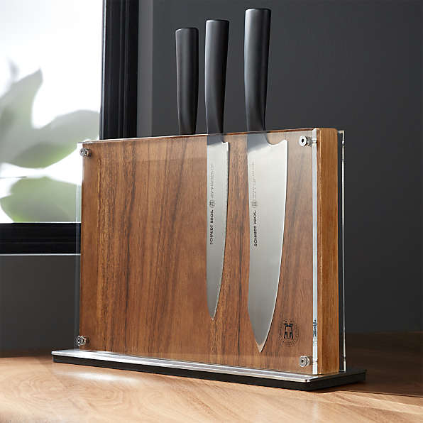  Schmidt Brothers -Bonded Ash- 15-Piece Knife Set, High-Carbon  Stainless Steel Cutlery with Downtown Acacia and Acrylic Magnetic Knife  Block and Knife Sharpener: Home & Kitchen