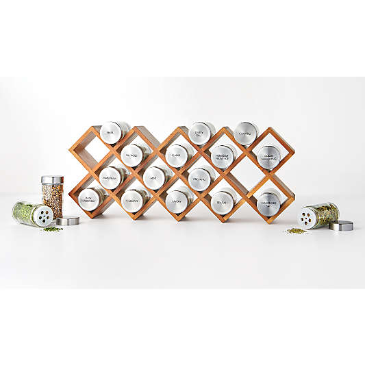 18-Jar Acacia Wood Spice Rack