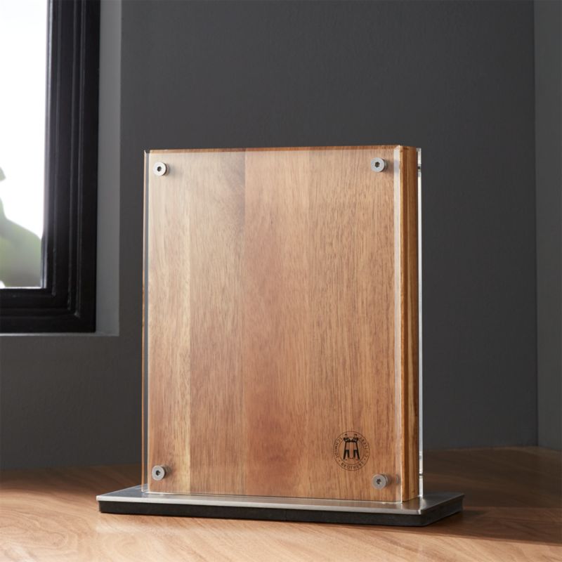 Schmidt Brothers Acacia Magnetic Knife Block | Crate & Barrel