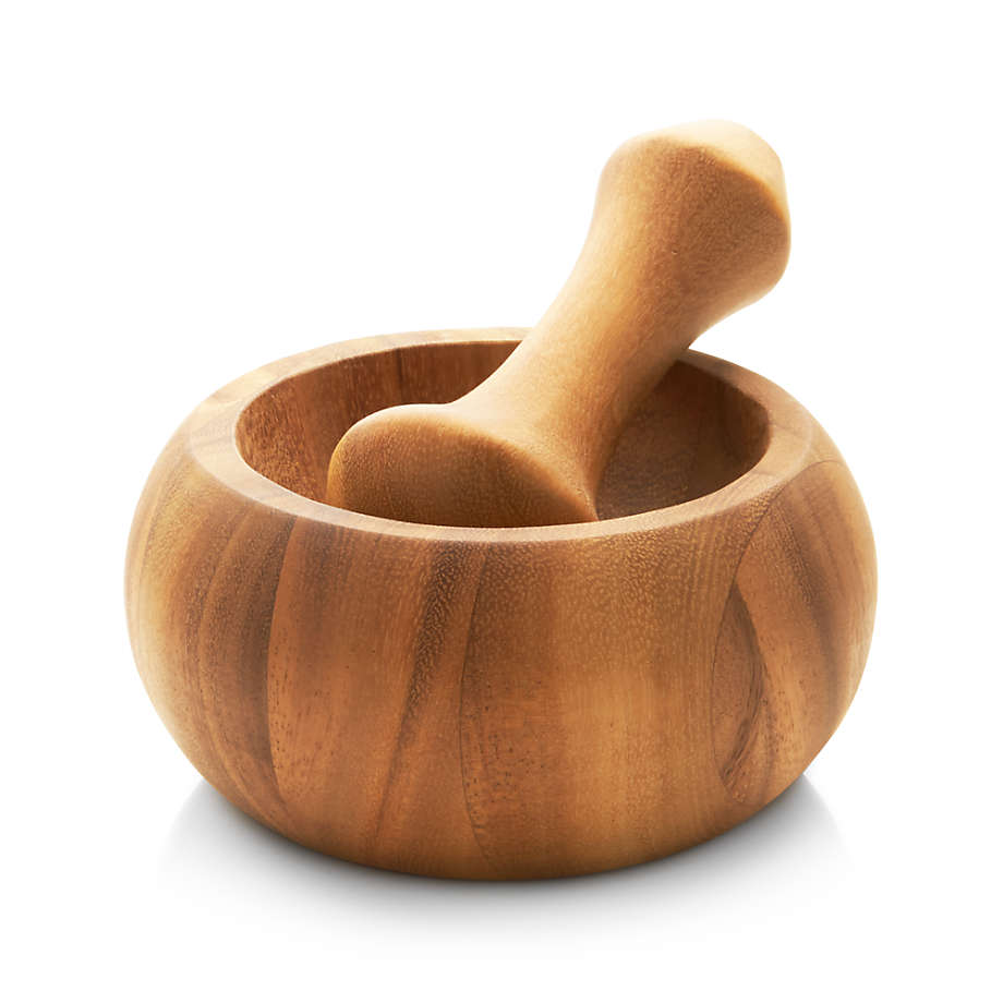 Crate&Barrel Acacia Wood Mortar and Pestle | Square One