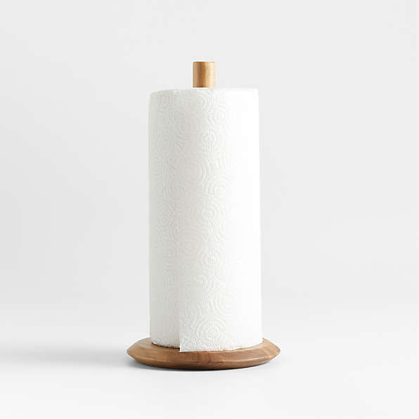 Wood Grip Paper Towel Holder, Matte Black