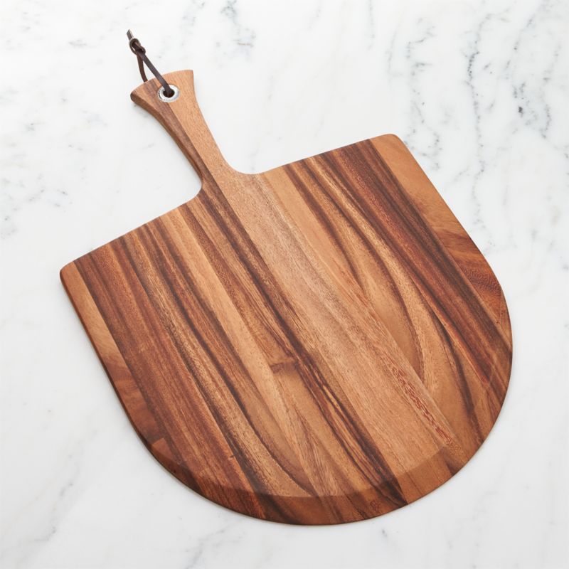 14 Inch Round Pizza Serving Board With Handle, Pizza Paddle, Cheese Board 