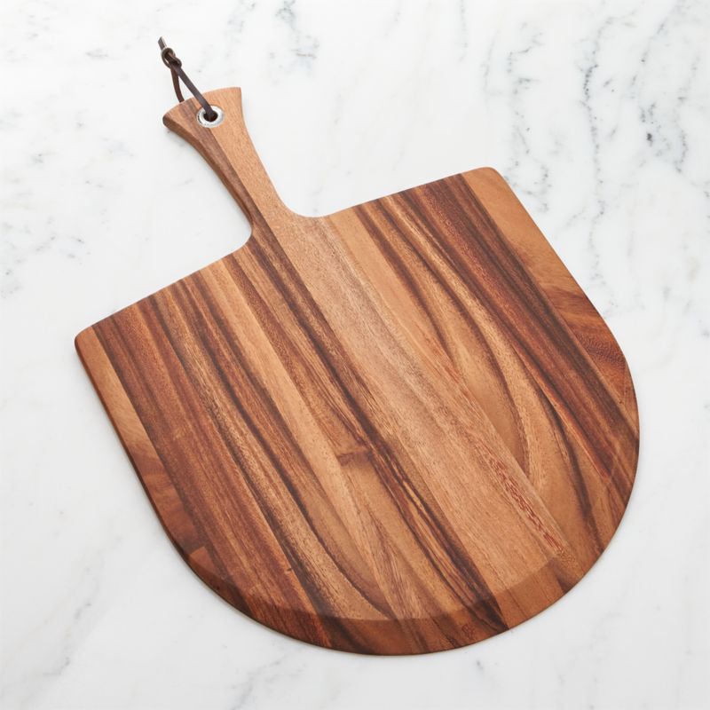 Mountain Woods Small Brown Acacia Wood Pizza Peel - 18.38 x 13 x 0.375