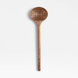 Crate & Barrel Deep Sage Green Silicone and Wood Spoon | Crate & Barrel