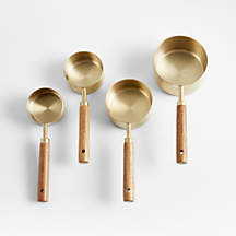 Acacia Wood and Gold Measuring Cups, Set of 4 + Reviews | Crate & Barrel
