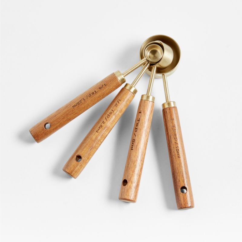 Acacia Wood and Gold Measuring Spoons, Set of 4 - image 1 of 7