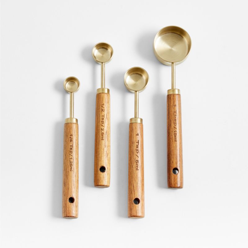 Acacia Wood and Gold Measuring Spoons, Set of 4 - image 3 of 7