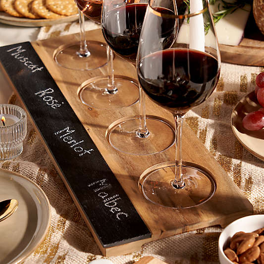 Acacia Wood Wine Flight Board by Twine®