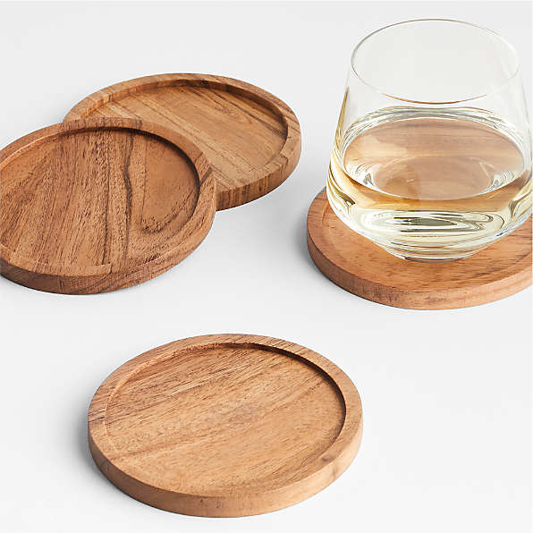 4-pack Wooden Coasters - Light beige/brown - Home All