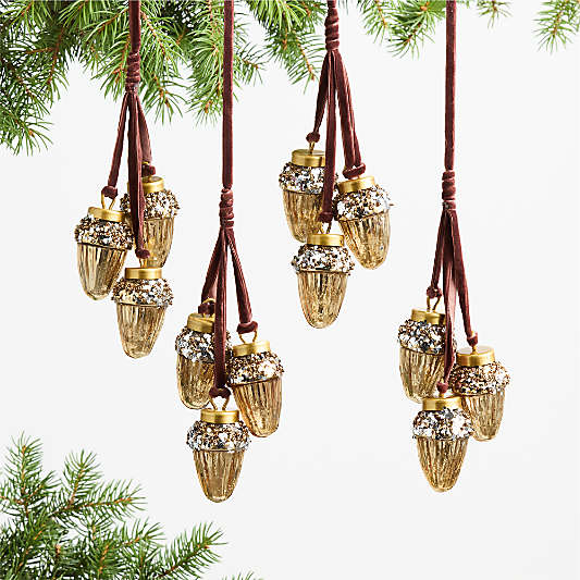 Acorn Cluster Christmas Tree Ornament, Set of 4
